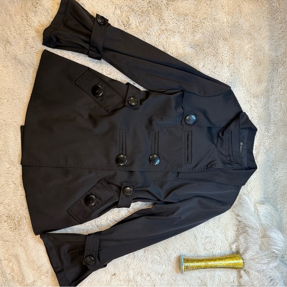 INC International Concepts Black Trench Coat - Picture 2 of 12